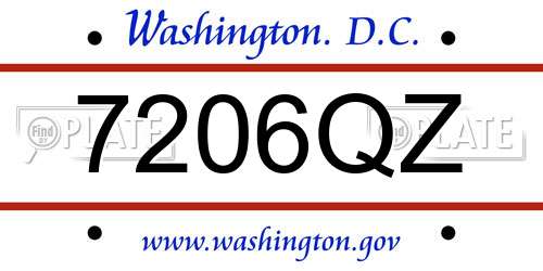 7206QZ District Of Columbia License Plate