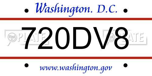 720DV8 District Of Columbia License Plate