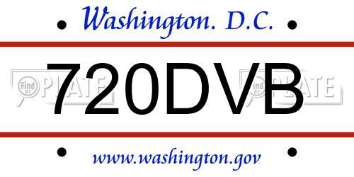 720DVB District Of Columbia License Plate