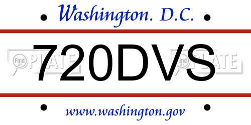 720DVS District Of Columbia License Plate