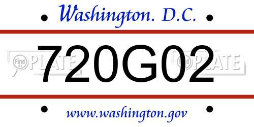 720G02 District Of Columbia License Plate