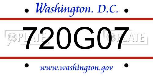 720G07 District Of Columbia License Plate