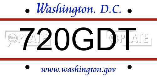 720GDT District Of Columbia License Plate