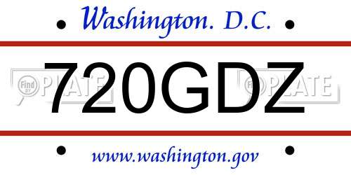 720GDZ District Of Columbia License Plate