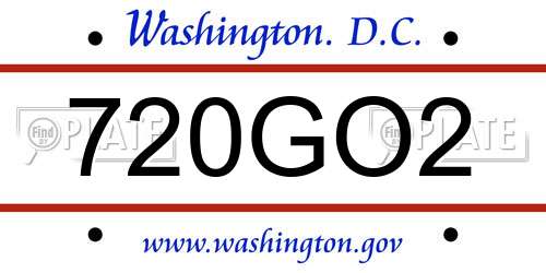 720GO2 District Of Columbia License Plate