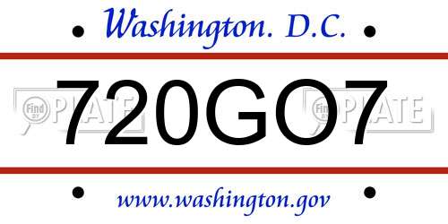 720GO7 District Of Columbia License Plate