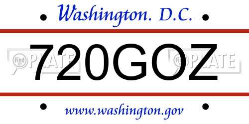 720GOZ District Of Columbia License Plate