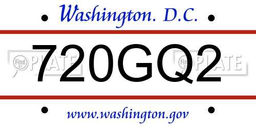 720GQ2 District Of Columbia License Plate