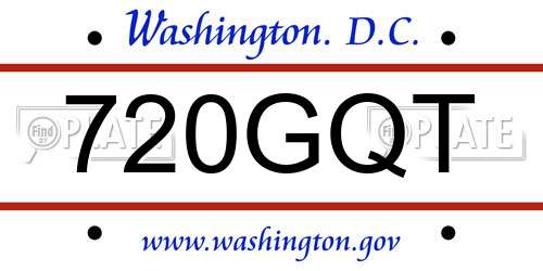 720GQT District Of Columbia License Plate