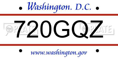 720GQZ District Of Columbia License Plate