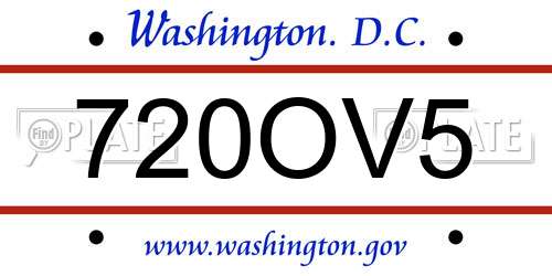 720OV5 District Of Columbia License Plate