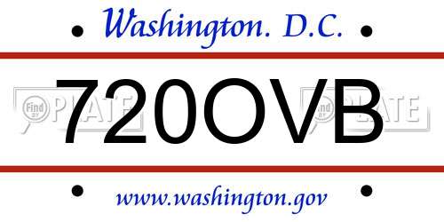 720OVB District Of Columbia License Plate