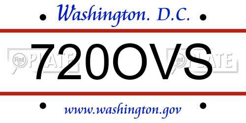720OVS District Of Columbia License Plate