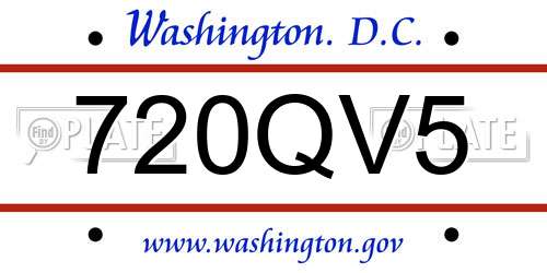 720QV5 District Of Columbia License Plate
