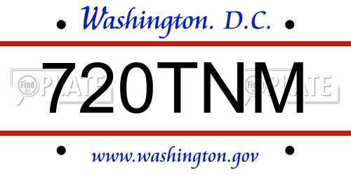 720TNM District Of Columbia License Plate