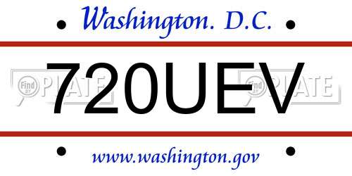 720UEV District Of Columbia License Plate