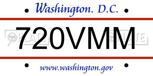 720VMM District Of Columbia License Plate
