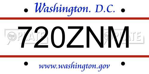 720ZNM District Of Columbia License Plate