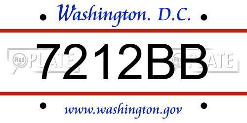 7212BB District Of Columbia License Plate