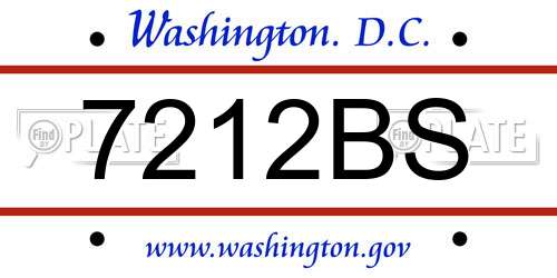 7212BS District Of Columbia License Plate