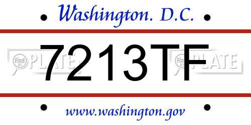 7213TF District Of Columbia License Plate