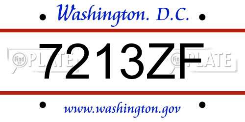7213ZF District Of Columbia License Plate