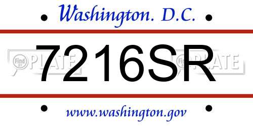 7216SR District Of Columbia License Plate