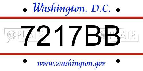 7217BB District Of Columbia License Plate