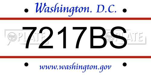 7217BS District Of Columbia License Plate