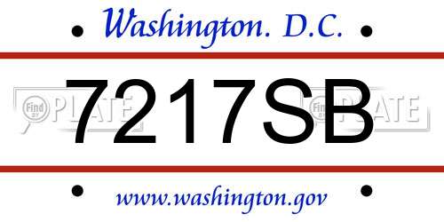 7217SB District Of Columbia License Plate