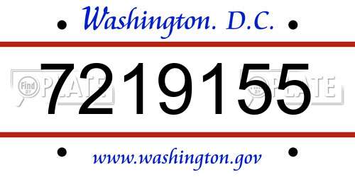 7219155 District Of Columbia License Plate