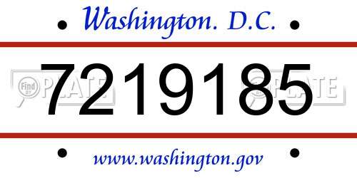 7219185 District Of Columbia License Plate