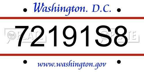 72191S8 District Of Columbia License Plate