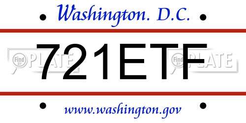 721ETF District Of Columbia License Plate