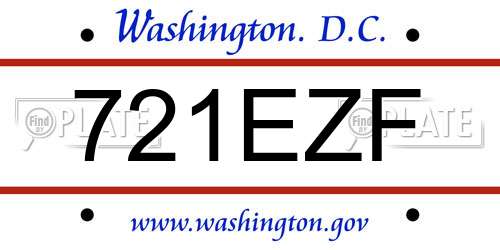 721EZF District Of Columbia License Plate