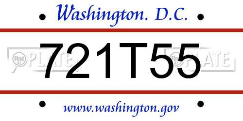 721T55 District Of Columbia License Plate