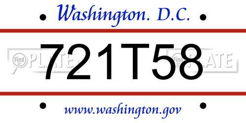 721T58 District Of Columbia License Plate