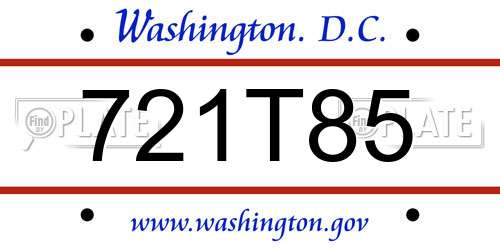 721T85 District Of Columbia License Plate