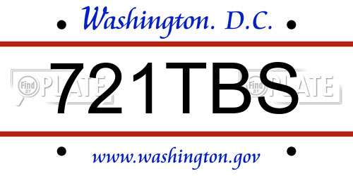 721TBS District Of Columbia License Plate