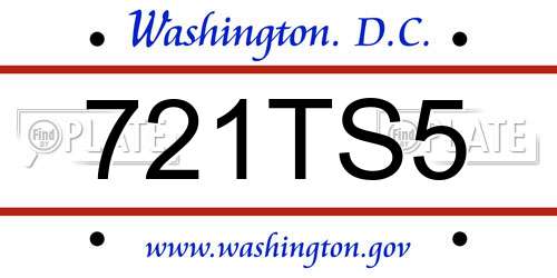 721TS5 District Of Columbia License Plate