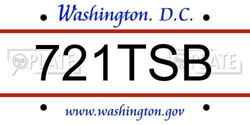 721TSB District Of Columbia License Plate