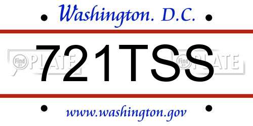 721TSS District Of Columbia License Plate