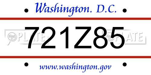 721Z85 District Of Columbia License Plate