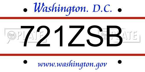 721ZSB District Of Columbia License Plate