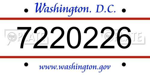 7220226 District Of Columbia License Plate