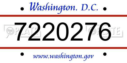7220276 District Of Columbia License Plate