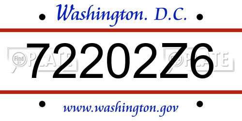 72202Z6 District Of Columbia License Plate
