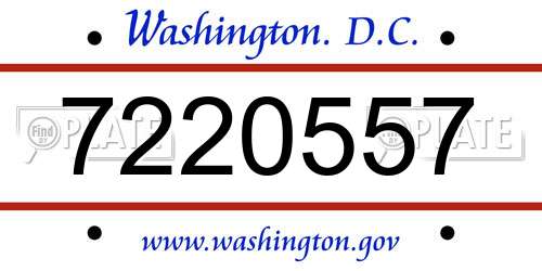 7220557 District Of Columbia License Plate