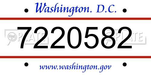 7220582 District Of Columbia License Plate