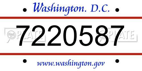 7220587 District Of Columbia License Plate